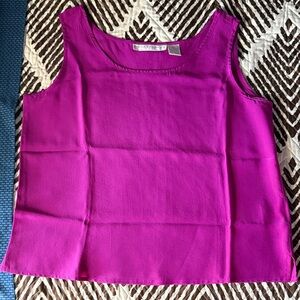 100% Silk Bright Fuchsia Sleeveless Tank Top